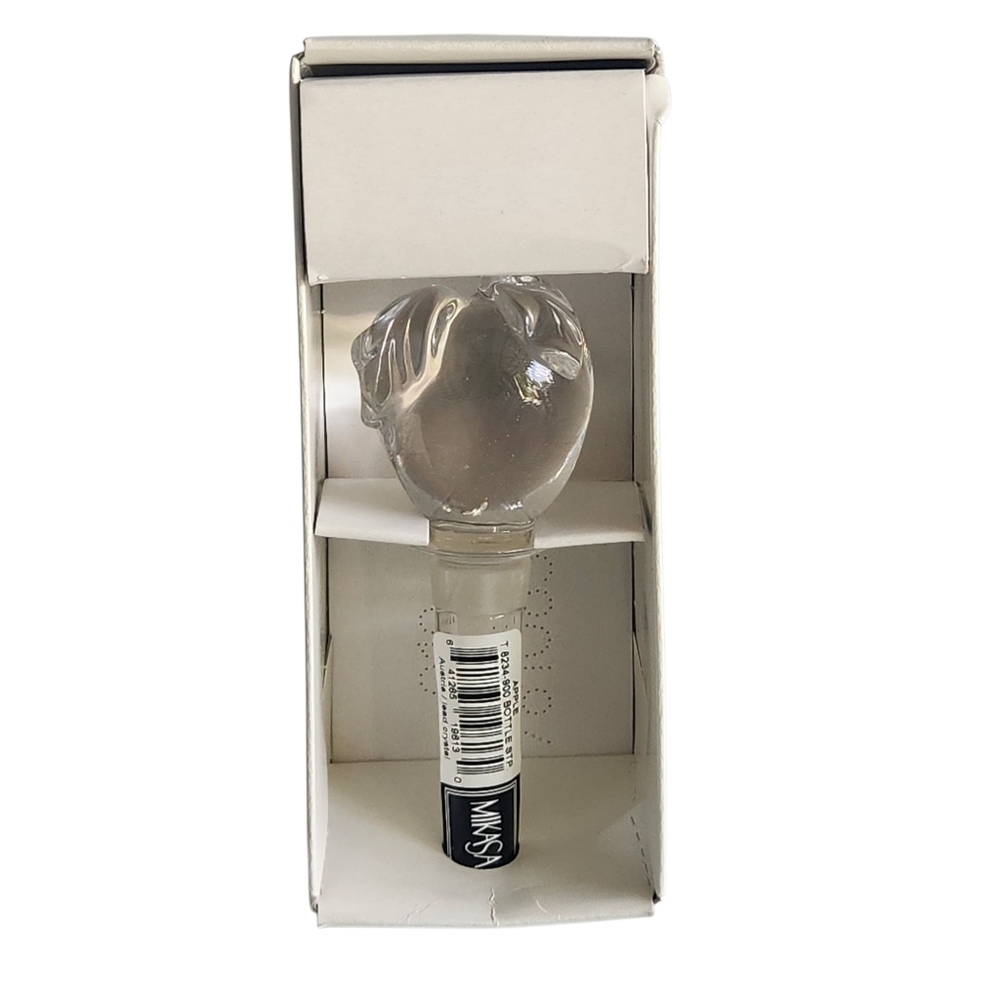 Mikasa Austrian Crystal Apple Bottle Wine Stopper New In Box